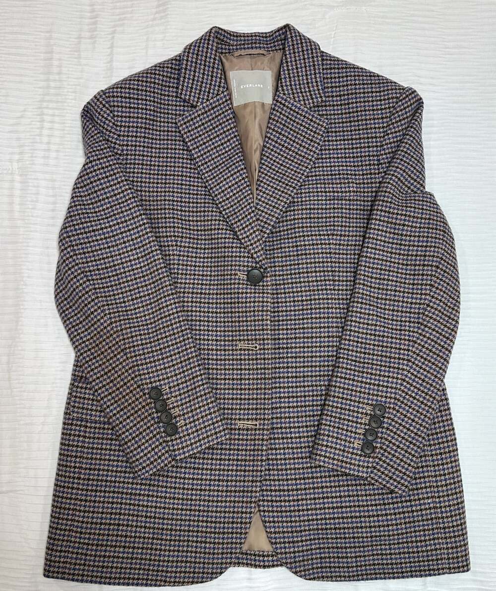 Everlane The ReWool 80s Blazer Size 2 Houndstooth Wool Blend